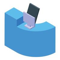Modern reception desk with computer showing blank screen in office vector