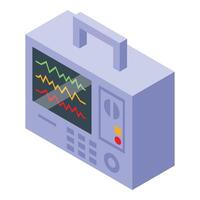 Medical device showing heart rate on screen isometric view vector