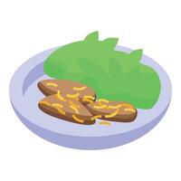 Chicken breast being served with green salad on a plate vector
