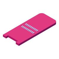 Microchip isometric illustration showing semiconductor chip for motherboard vector