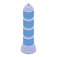 Futuristic skyscraper towering over city skyline in isometric view vector
