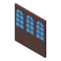 Old building facade with arched windows isometric view vector