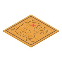 Isometric treasure map showing x marks the spot vector
