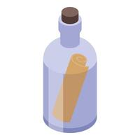 Glass bottle containing message is waiting on beach vector