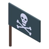 Pirate flag with skull and crossbones waving in the wind vector