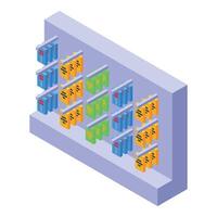 Data center server room hosting showing cloud computing with modern isometric style vector