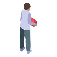 Technician walking and holding a toolbox isometric icon vector