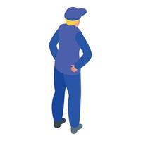 Delivery man standing with hands on hips watching something vector