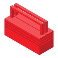 Red toolbox isometric view for repairman vector