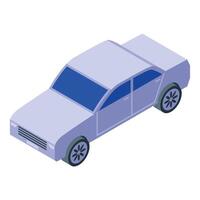 Light gray sedan car parked showing its right side in isometric view vector