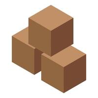 Three cardboard boxes stacked on top of each other forming a pyramid vector