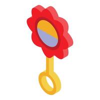 Red flower baby rattle making noise on white background vector