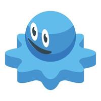Cute, blue blob character is smiling happily vector