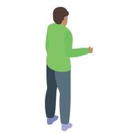 Young man gesturing showing something isometric icon vector
