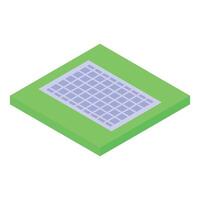 Solar panel is lying on green grass in isometric view vector
