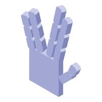 Pixelated robotic hand making v sign isometric style vector