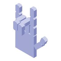 Pixelated hand showing rock and roll sign isometric icon vector