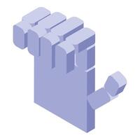 Blue isometric hand showing number one gesture vector