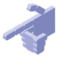 Isometric hand pointing gesture communicating direction vector