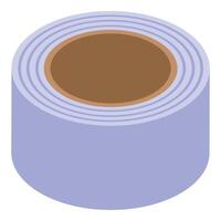 Blue duct tape roll standing up isometric view vector