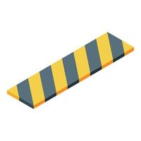 Yellow and black striped speed bump for reducing speed vector