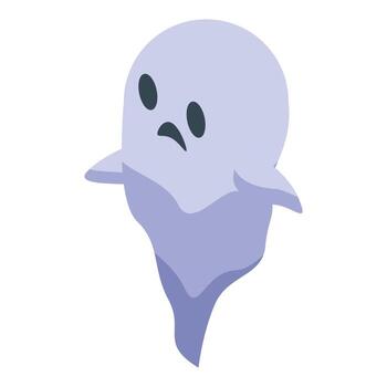 Cartoon ghost with a sad expression is floating in the air vector