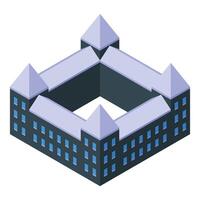 Isometric medieval castle with towers and courtyard vector