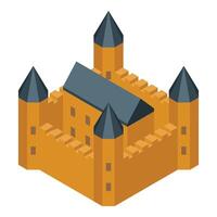 Medieval castle with towers isometric icon vector