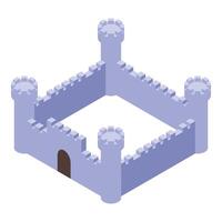 Isometric medieval castle with five towers protecting the square courtyard vector
