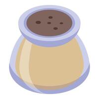 Glass container holding ground cinnamon spice isometric view vector