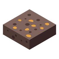 Square chocolate brownie with nuts isometric view vector