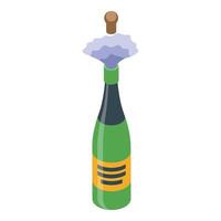Champagne bottle popping cork with exploding wine foam vector