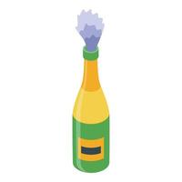 Champagne bottle popping cork with exploding wine cork vector