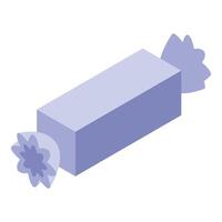 Purple candy bar wrapped in foil with bow isometric view vector