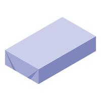 Closed rectangular cardboard box mockup lying isometric view vector