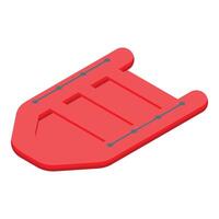 Red inflatable boat is floating on water in 3d isometric view vector