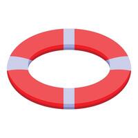 Red and white lifebuoy floating on a transparent background vector