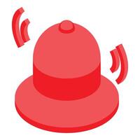 Red notification bell ringing isometric icon vector