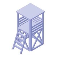 Wooden watch tower standing with ladder for observation vector