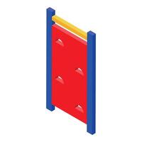 Red climbing wall with holes for training isometric view vector
