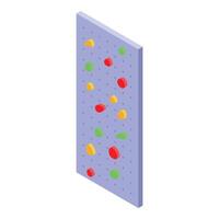 Climbing wall with colorful holds is ready for training vector
