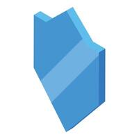 Blue abstract geometric shape tilting forward on white background vector