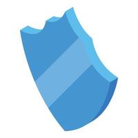 Blue shield showing minimal protection with broken top edge vector