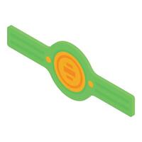 Green smart watch showing heart rate monitor interface vector