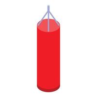 Red punching bag hanging for boxing training isometric view vector