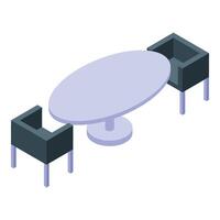 Round table and two chairs forming a meeting room in isometric view vector