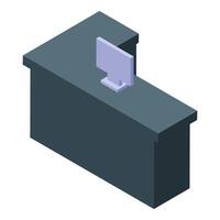 Isometric reception desk standing in office room vector