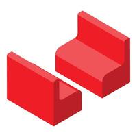 Red waiting room seats forming a line in isometric view vector