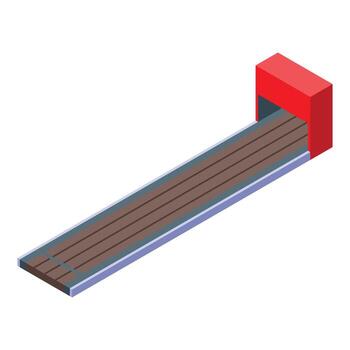 Isometric view of bowling lane with ball return system vector