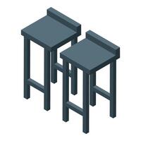 Two modern bar stools standing in isometric view vector